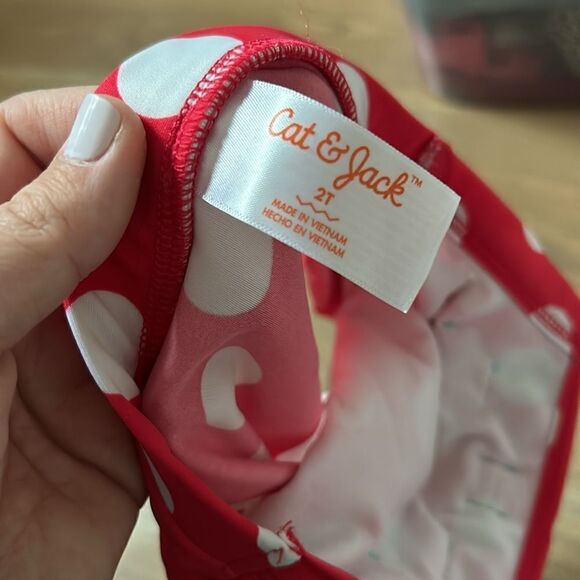 Cat & Jack one piece bathing suit polka dot 2T - Picture 3 of 4